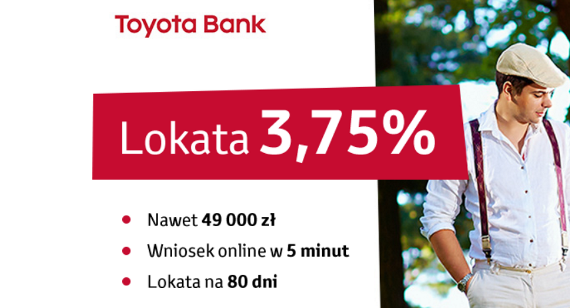 Toyota Bank Lokata na 3,5 do 49 000 zł oraz do 10