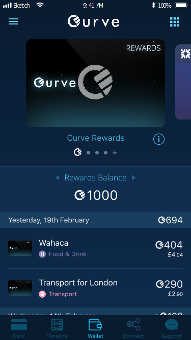 Curve - punkty rewards
