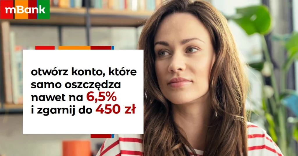 mBank eKonto z premią 450 zł i 6,5% dla oszczędności