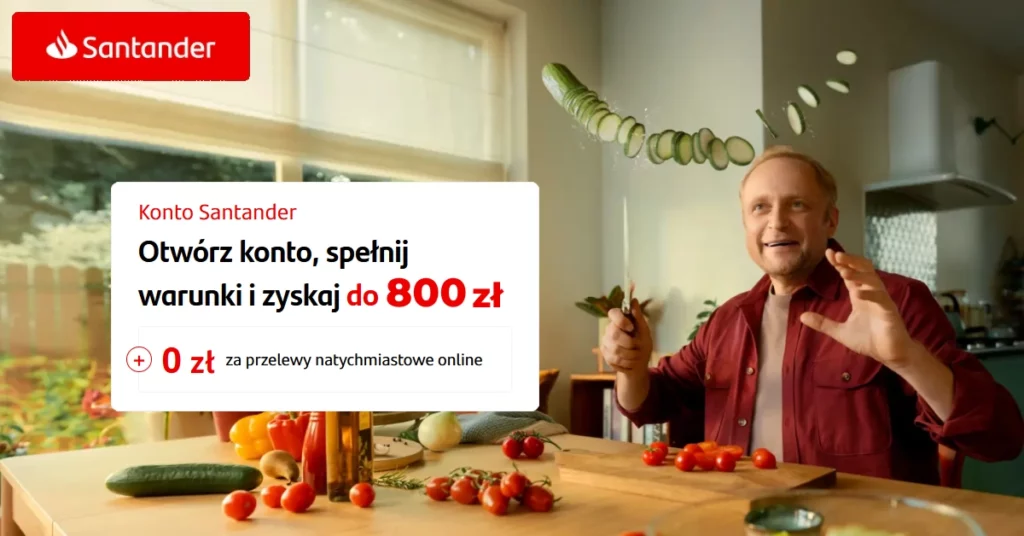 Konto Santander premia 800 zł wrzesień 2025