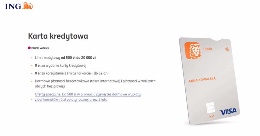 Karta kredytowa ING premia 500 zł grudzień 2025