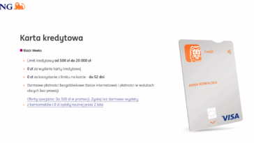 Karta kredytowa ING premia 500 zł grudzień 2025