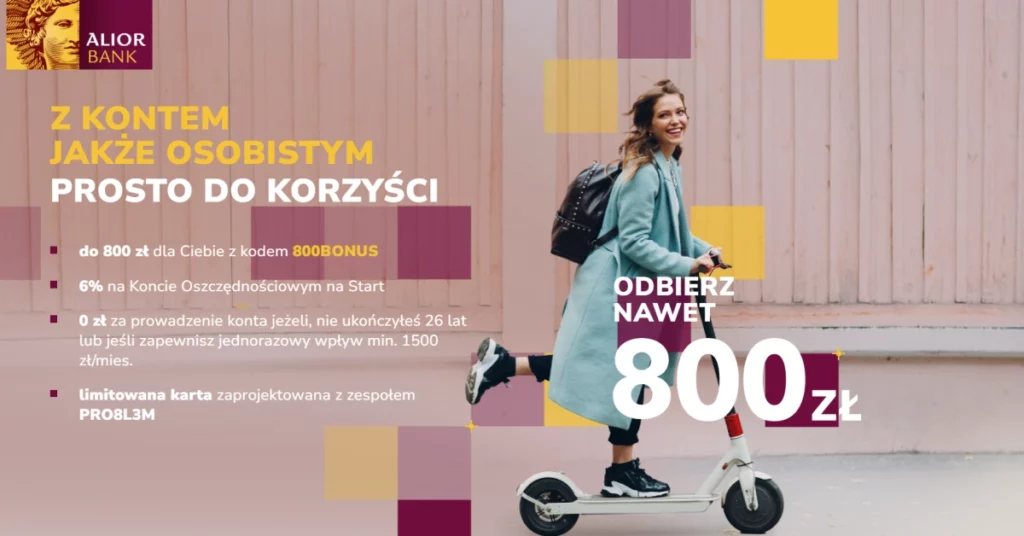 Konto Alior Bank premia 800 zł listopad 2025