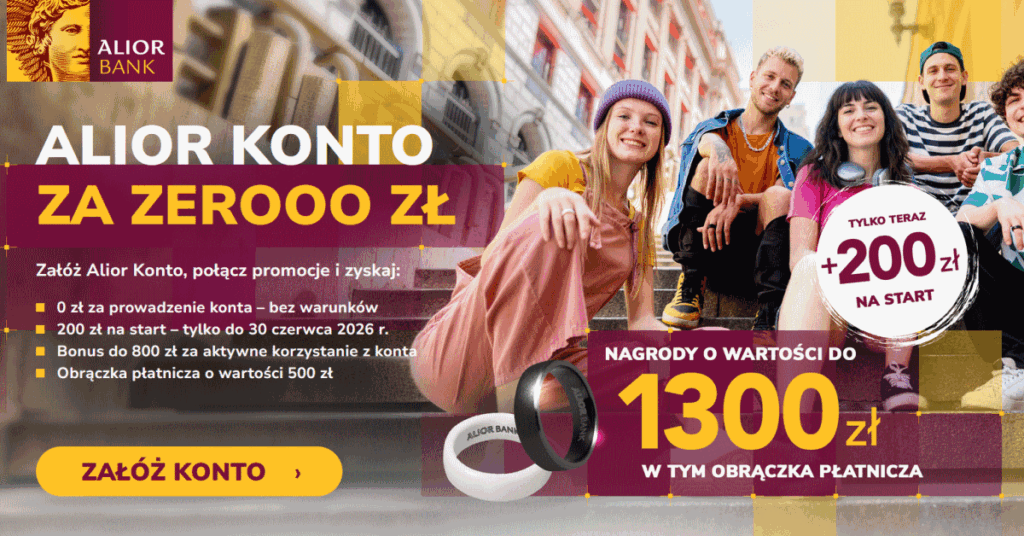 Konto Alior za zero premia 1500 zł czerwiec 2026