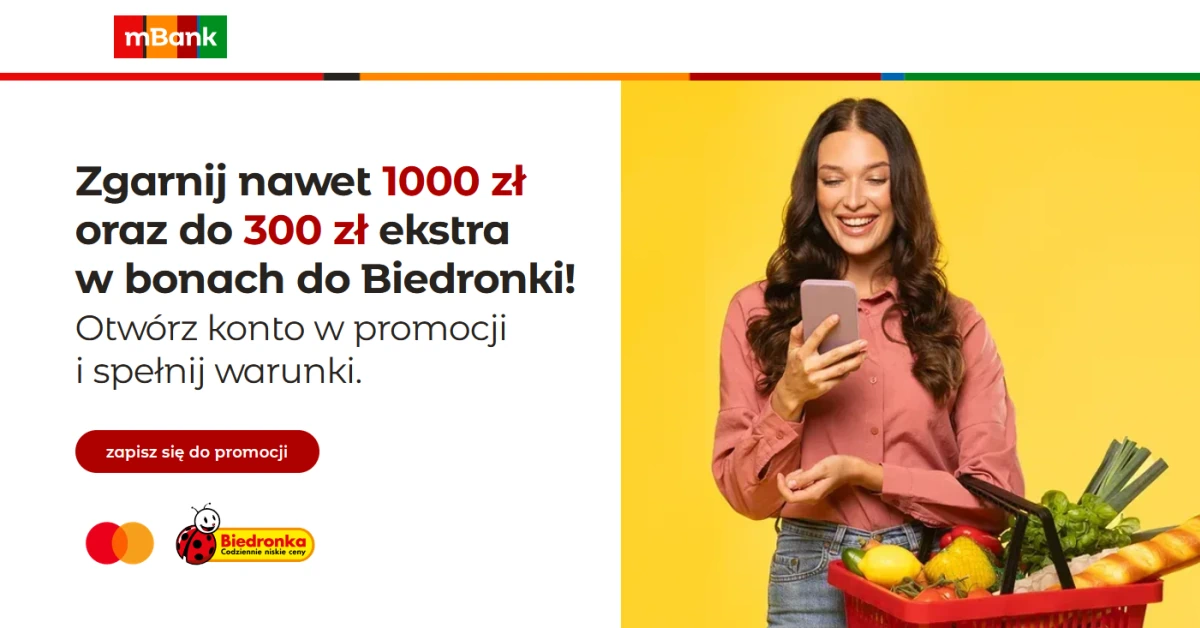 mBank eKonto premia 1300 zł wrzesień 2026